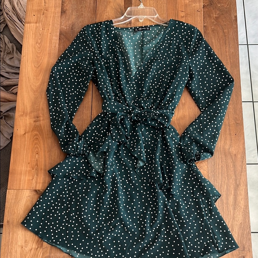 Elegant Green Polka Dot Dress